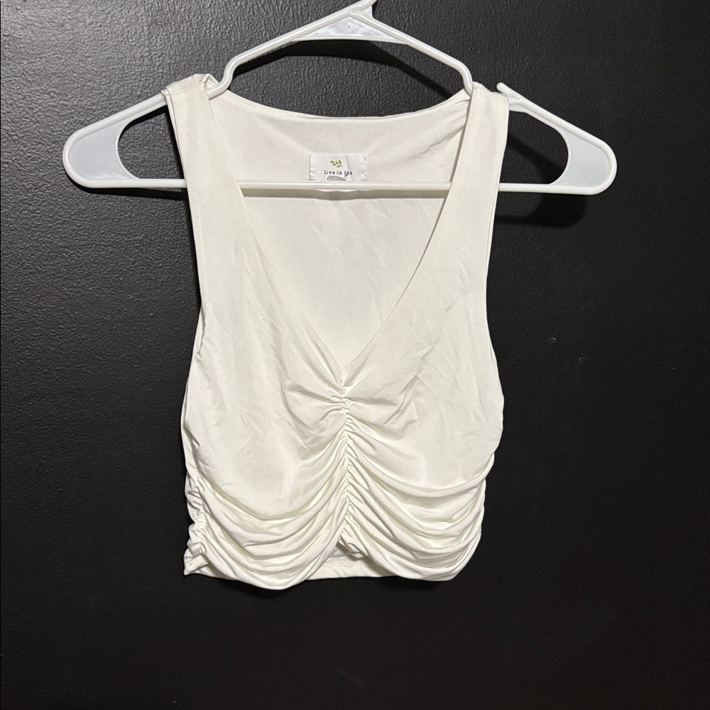 Elegant White Ruched Tank Top
